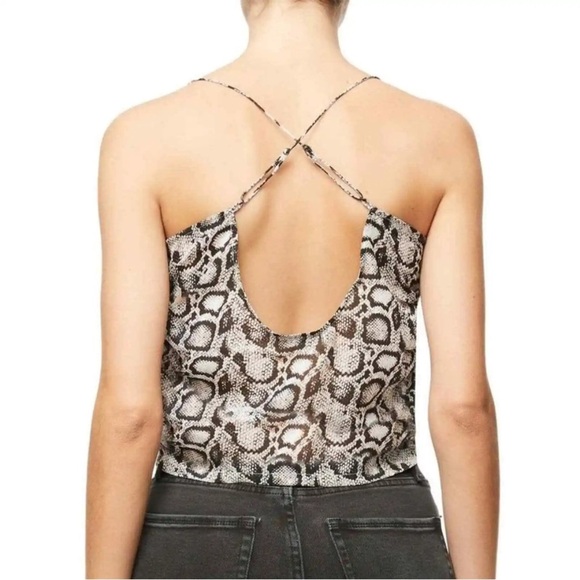 Good American Brown Black The Ruched Snake Print Lightweight Cami Blouse - Picture 2 of 9